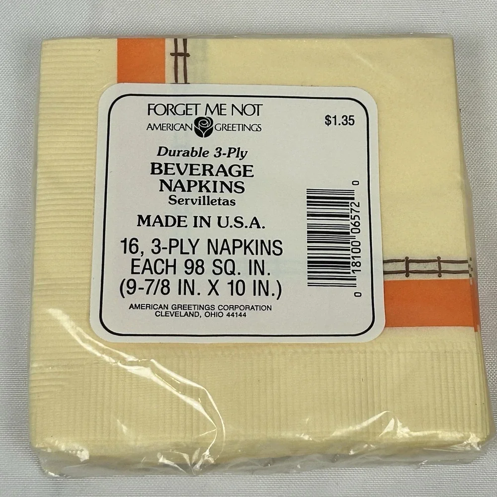 4pk American Greetings Forget Me Not Napkins Fall Thanksgiving Pumpkin 64ct